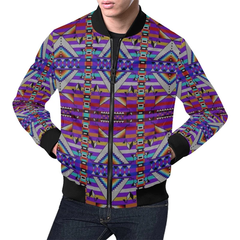 All Over Print Bomber Jacket For Men's Long Sleeve Stand Collar Zipper Breathable Jackets 3d Printed Unique Graphic Autumn Coat