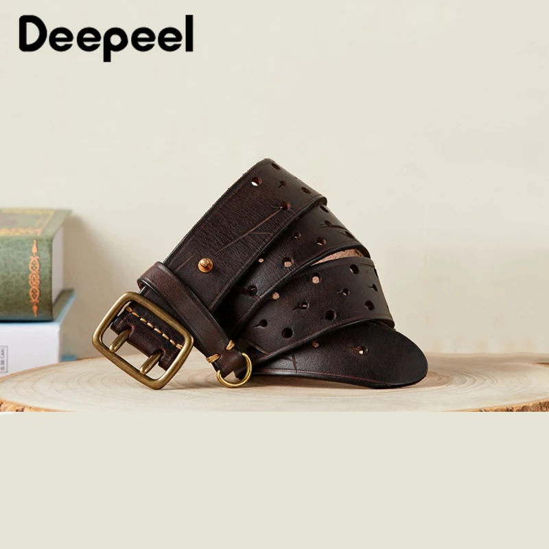 

Deepeel 100-125cm Genuine Leather Men's Belt Pure Cowhide Belts Pin Buckle Waistband Luxury Brand Designer Jeans Accessories