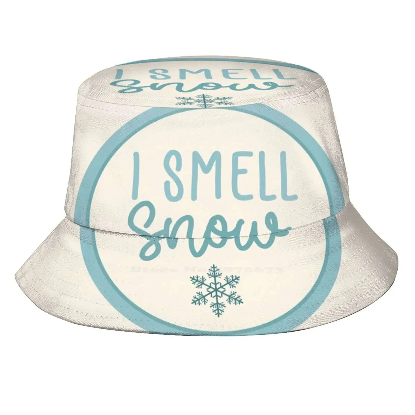 I Smell Snow Blue Typography Snow Flake Season 1 Gg Causal Cap Buckets Hat I Smell Snow Quote I Smell Snowflake I Smell Snow