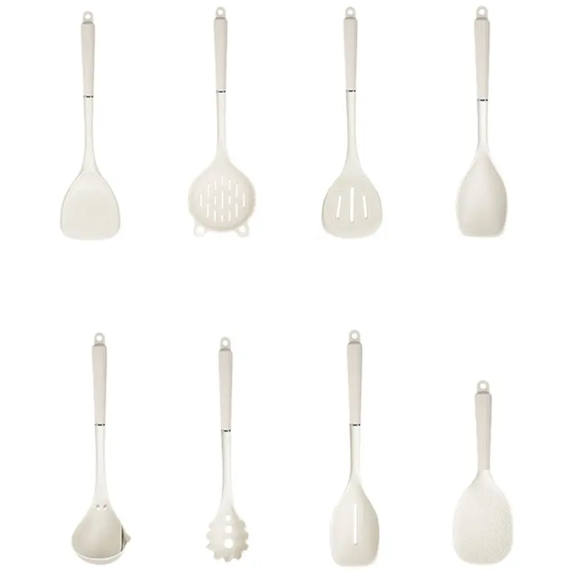 

BMBY-Home Use Cooking Utensil Set 8Pcs Silicone Handle Non-Stick Pan Spatula Soup Spoon Stir-Fry Spatula Rice Spoon Full