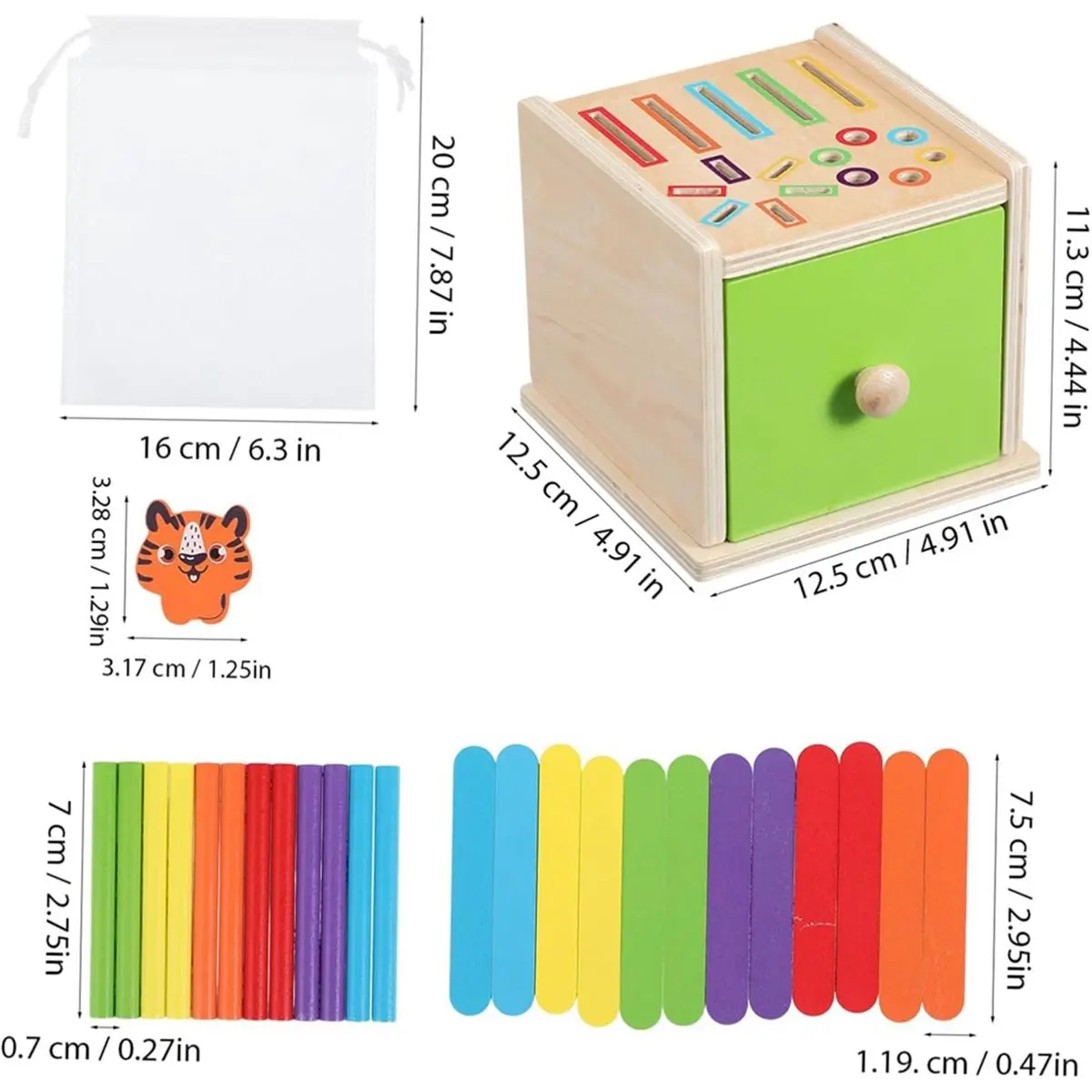 【TODAY-BUY】~@ Wooden Color Sorting for Montessori Educational Shape Matching Puzzle Cognitive Development Game Early Learning