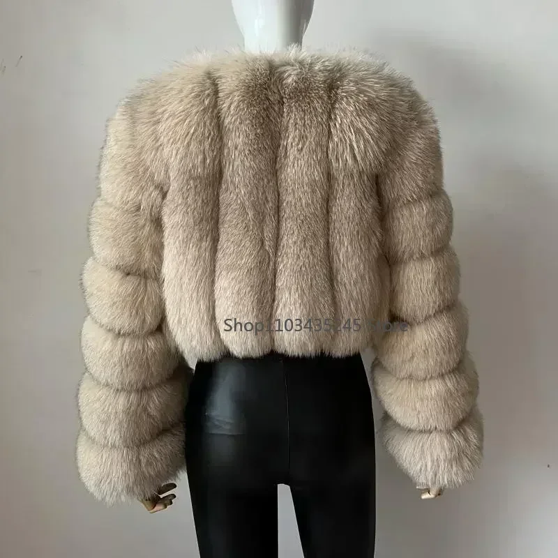 Cappotto in pelliccia di volpe sintetica con scollo a v inverno donna manica lunga cappotto invernale caldo donna moda lusso nuova giacca di