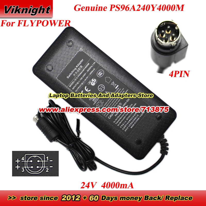 

Genuine PS96A240Y4000M Switching Adapter 24V 4000mA AC Adapter for FLYPOWER With Round 4 Pins Power Adapter