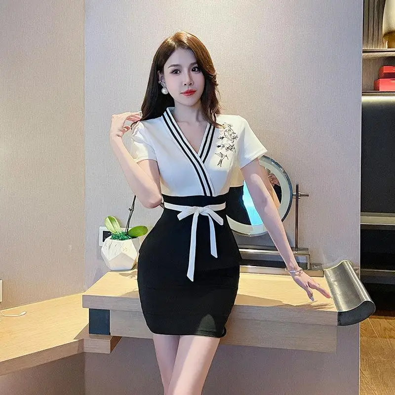 New Women's Work Clothes Hotel Waiter Beauty Salon Spa Massage Nail Art Coffee SaunTechnician Skirt Uniform Two Piece Skirt Set