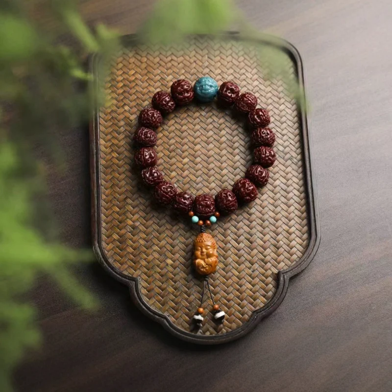 

Five- Six-Petal Large King Bodhi Seed Red Skin Brushed Patina Buddhist Beads Men'S Women'S Bracelet
