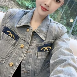 2024 Denim Jacket Women's Spring Autumn New Fashion Cowgirl Coat Embroidered Tops Single-Breasted Outwear Jackets Female