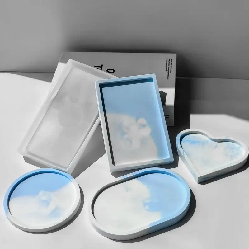 Square Elliptical Heart-Shaped Tray Silicone Mold DIY Gypsum Storage Plate Dish Desktop Decoration Ornament Resin Mold Crafts