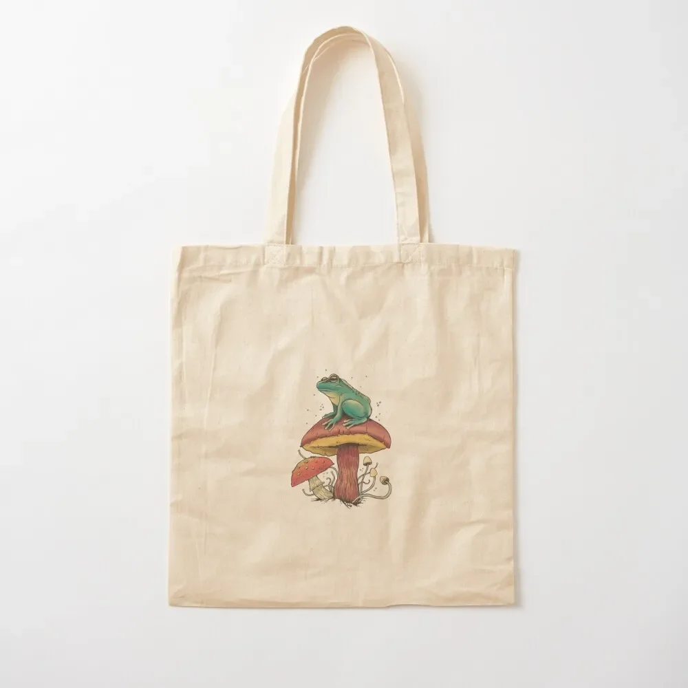 

Frog Over Mushroom, Frog Tote Bag Fabric bag Reusable bags Tote Bag