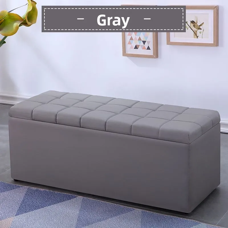 Modern Minimalist Leather Storage Bench Rectangular Home Use Furniture Multi-Function Sofa Slipper Changing  Person Seatable