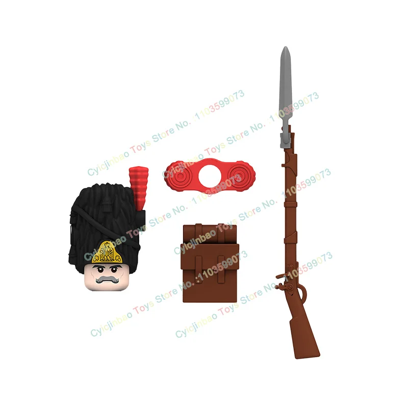 Bloques de construcción de Fusilier francés británico para niños, figuras de acción, accesorios, Arma de cabeza, juguetes, N001-048