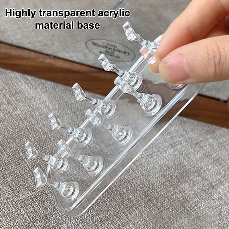 แท่นวางฝึกทำเล็บอะคริลิคแบบสองแถว พร้อมฐานแม่เหล็กโลหะ อุปกรณ์ทำเล็บ สำหรับร้านทำเล็บ