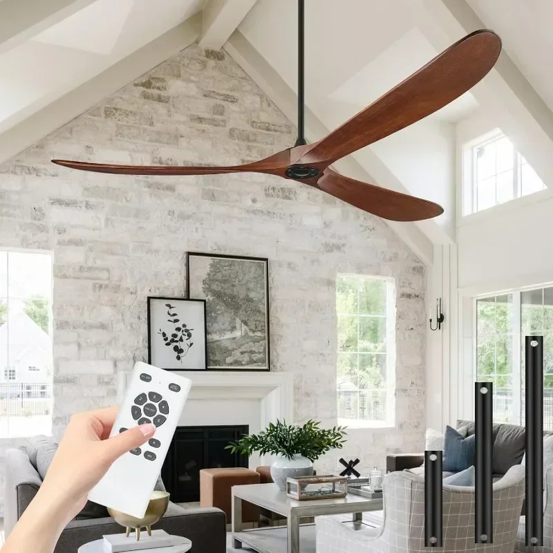 

Lightless Ceiling Fan, Walnut Blades, DC Motor, Propeller Outdoor Ceiling Fan for Patios and Large Rooms