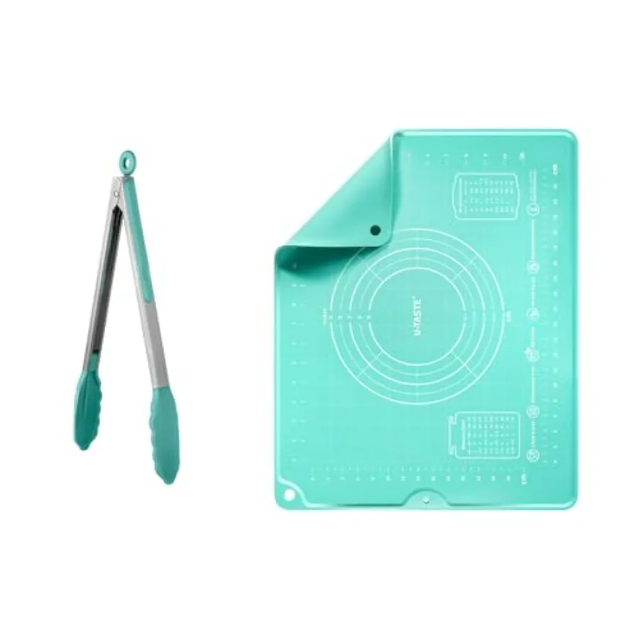 

UTaste 600 термостойкие пищевые антипригарные твердые щипцы для приготовления пищи 12 дюймов и 20 x 16 дюймов большой силиконовый коврик для кондитерских изделий FoodGrade NonSt