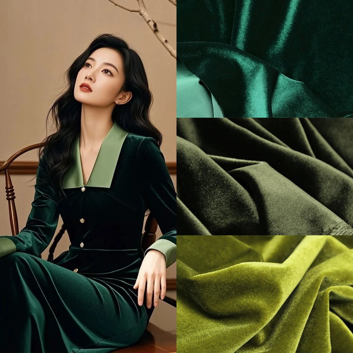 

Premium Korean Velvet Fabric - Gold Velvet Elastic Soft Cloth for Dresses, Formal Gowns, Tablecloth & Decor