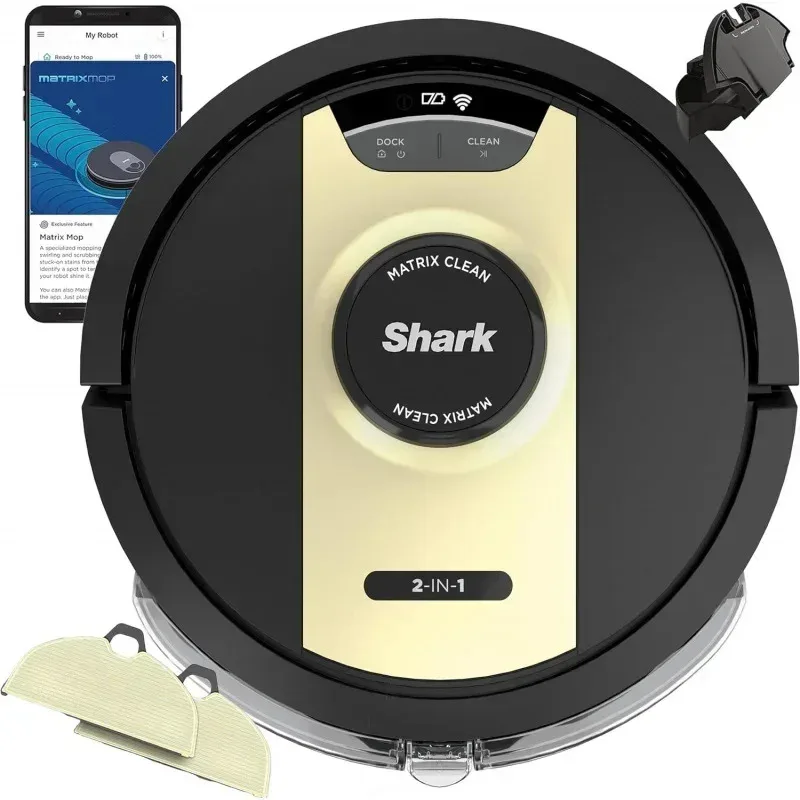 مكنسة كهربائية وممسحة روبوتية TGBFShark RV2410WD IQ 2 في 1 مع تنظيف من الصف، مثالية متوافقة مع Alexa، بدون قاعدة ذاتية فارغة، علي