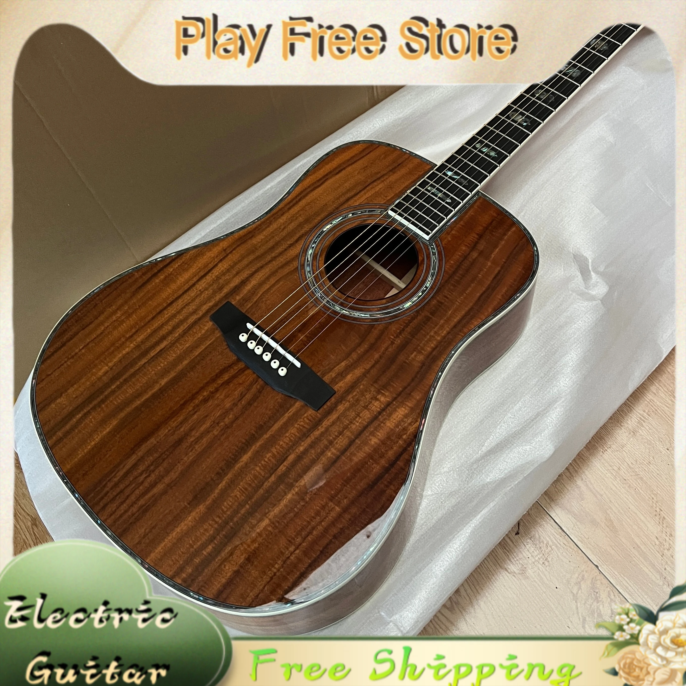 D45 KOA Korpus 41 Zoll Akustikgitarre Ebenholzgriffbrett Feste Brücke Dynamische Balance Massivholzdecke Anfänger Kostenloser Versand Bestseller
