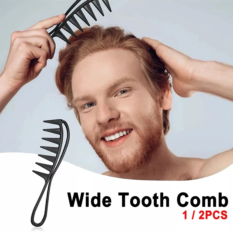 1/2PCS Breite Zahn Kamm Salon Barber Friseur Styling Kamm Öl Haar Pinsel Werkzeug Lockige/Nass schwarz Griff Grip Massage Haar Zahn