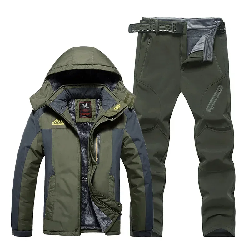 

Hunting Set Hjumping Men's Winter Hunting Clothes, Piled Thickened Mountaineering Jacket Set Tatico Militar Tactical Camo Jacket