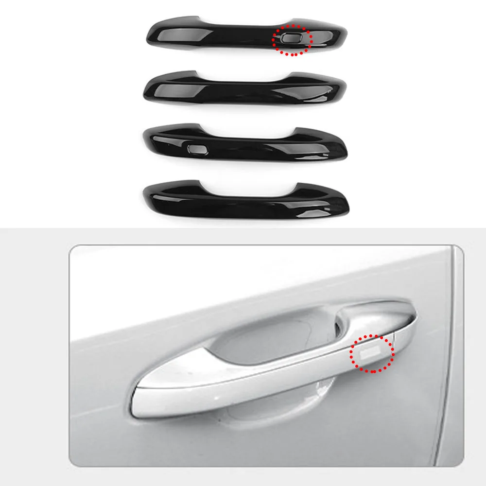 Bright Black Style Exterior Four Door Handle Cover Trim Decor Smart / Button Hole For Kia Sorento MQ4 2021-2025 Left Hand Drive