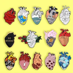 Broche de la serie de órganos del corazón, broches de esmalte de corazón anatómico médico, alfileres de neuroología cardíaca, insignia de solapa para regalos de médico, 18 estilos