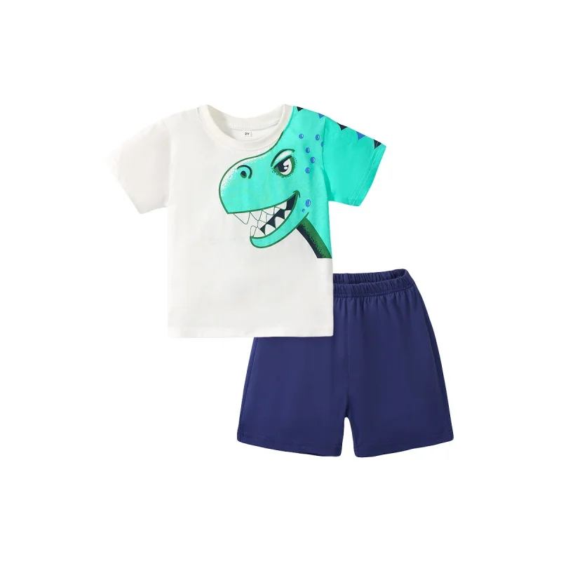 

Children's Suit Summer New Children's Suit Boys and Girls Baby Cotton Top Shorts Two-Piece SuitBaist