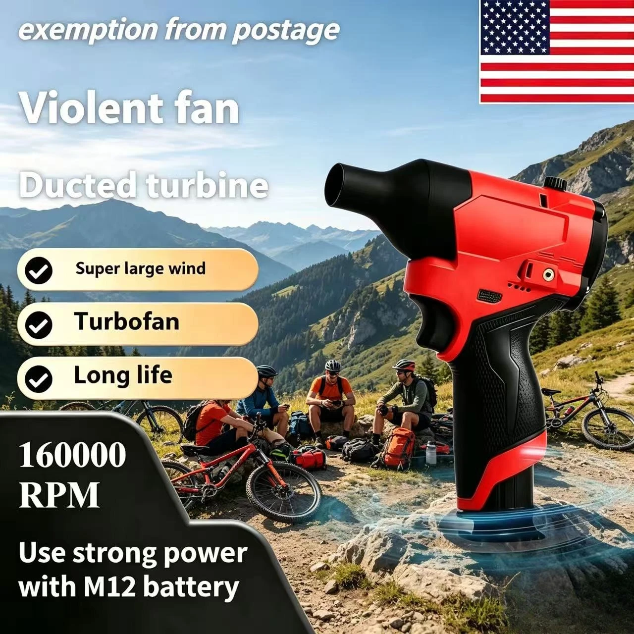 

Brushless Motor Milwaukee M12 Turbojet Fan Blower, High Power Portable Air Duster for Cleaning and Drying