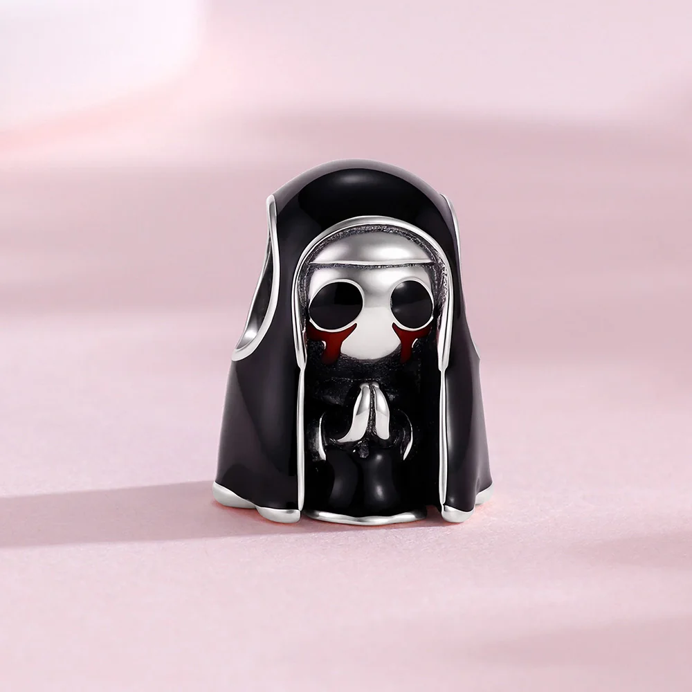 925 Sterling Silver Horror Ghost Nun Beads Praying Ghost Nun Charm Jewelry Making For Classic Bracelet Ladies DIY Halloween Gift