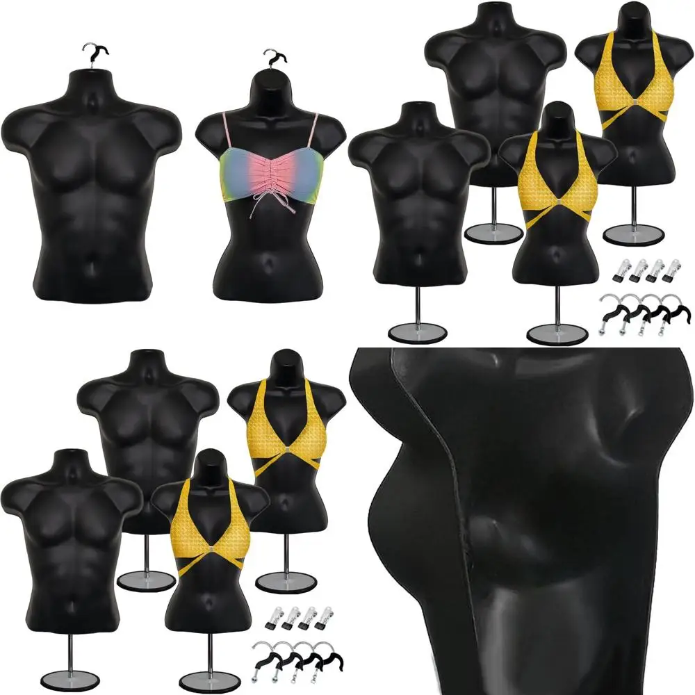 

Hollow Back Mannequin Set with Clothes Clips, Metal Stands, Poles, and Hooks, S-M Sizes