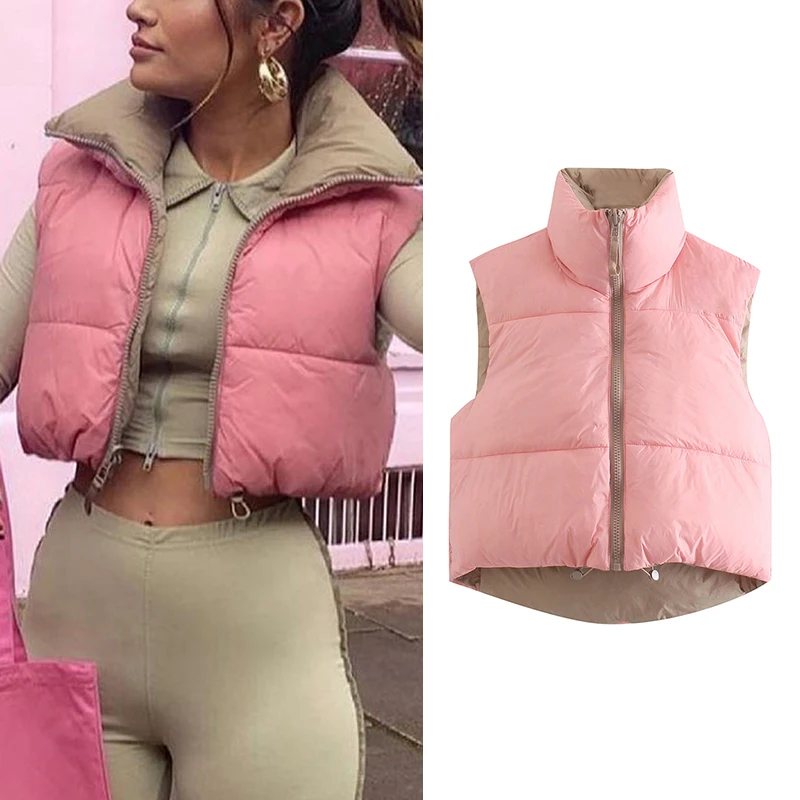 

Женский зимний жилет 2025, новая мода, осенний двусторонний хлопковый короткий жилет для женщин, повседневный шикарный женский жилет, одежда
