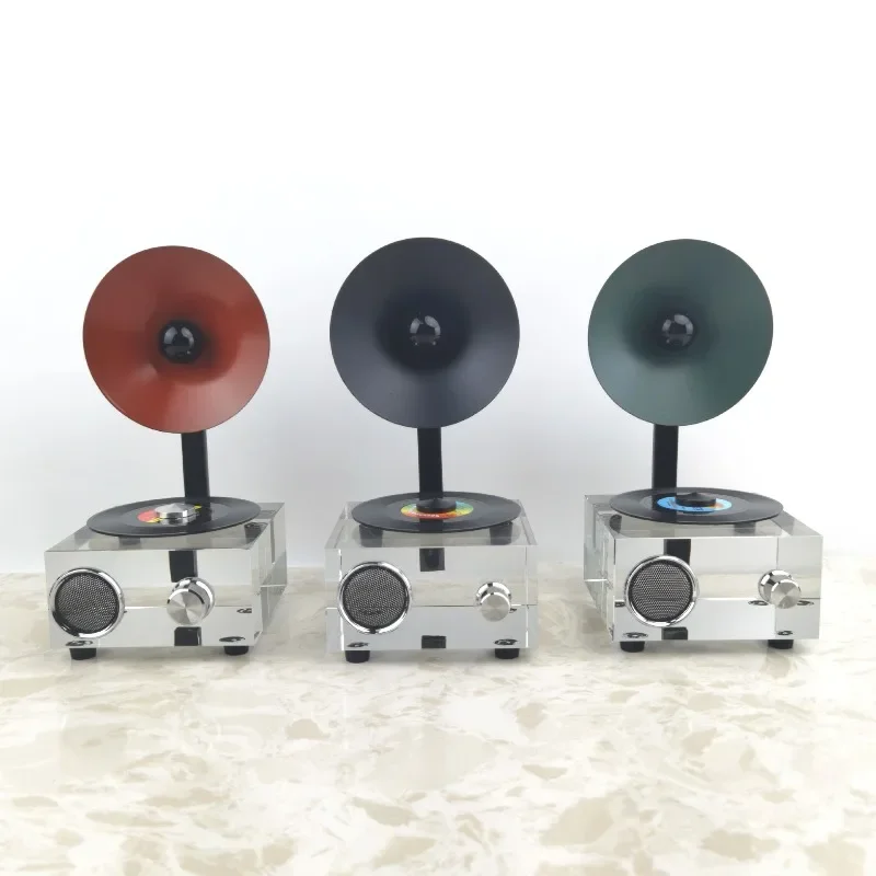 Nordic creative crystal player, phonograph, art decoration ornament, living room porch study hotel home accessories