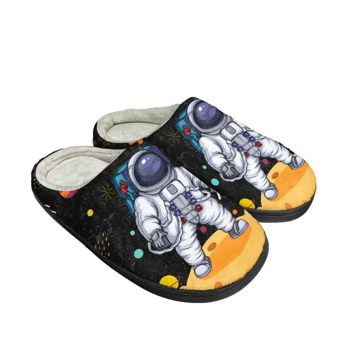 Cartoon Astronauut Design Warm Cozy Cotton Slippers Winter Casual Couple Home Slippers Women's Bedroom Indoor Slides Slippers