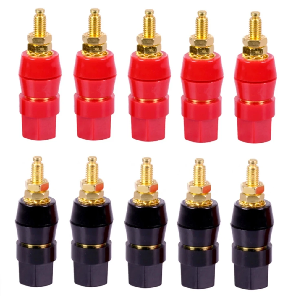 10Pcs/Lot Gold Plated Banana Binding Post Large Current Amplifier 4mm Banana Plug Jack Socket Speaker Terminal 5 Pairs