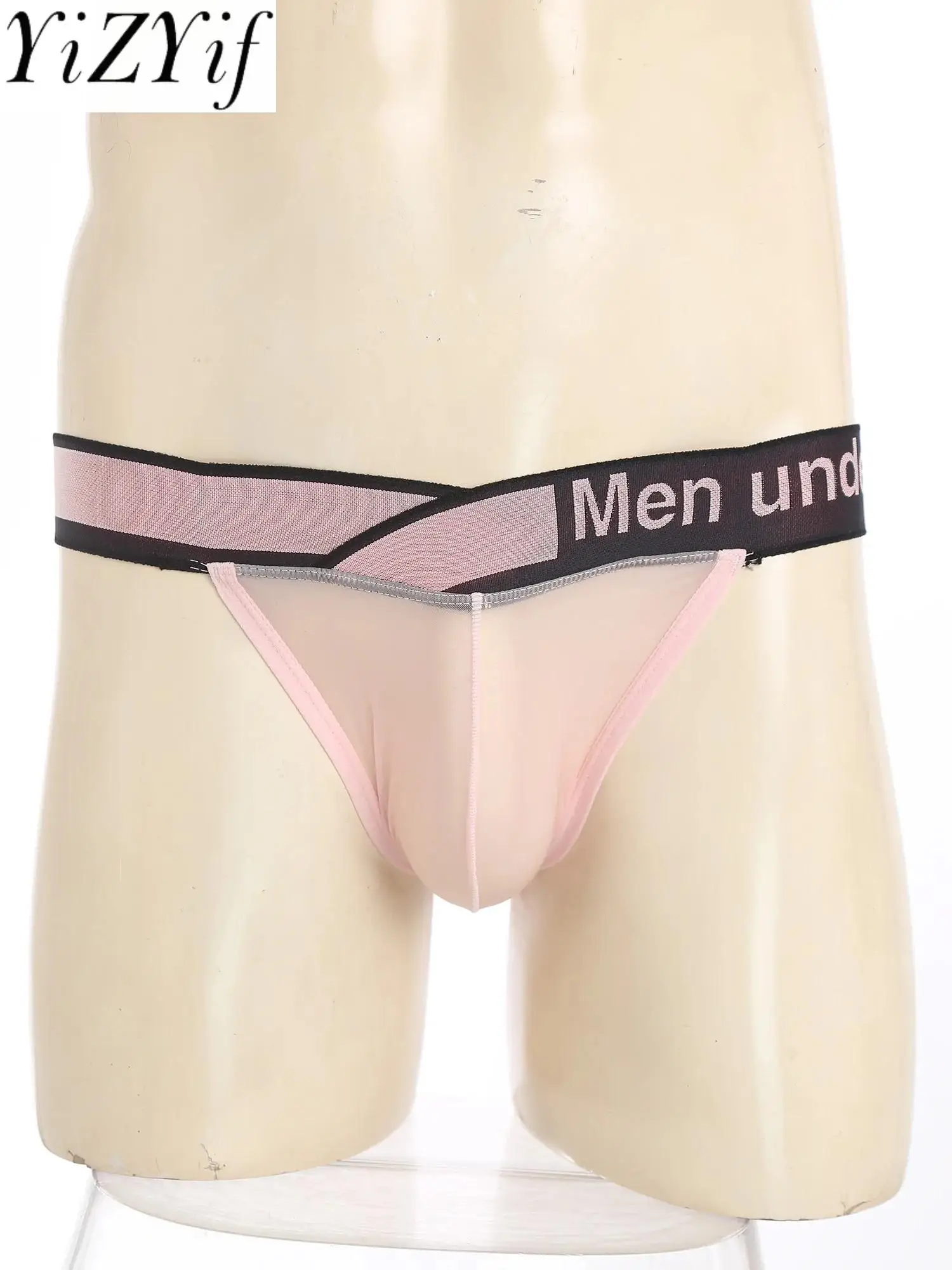 

Men's Pink See Though Sexy Briefs Breathable Sheer Mesh Boxer Bulge Pouch Underpants for Casual Daily Male Adults Underwear