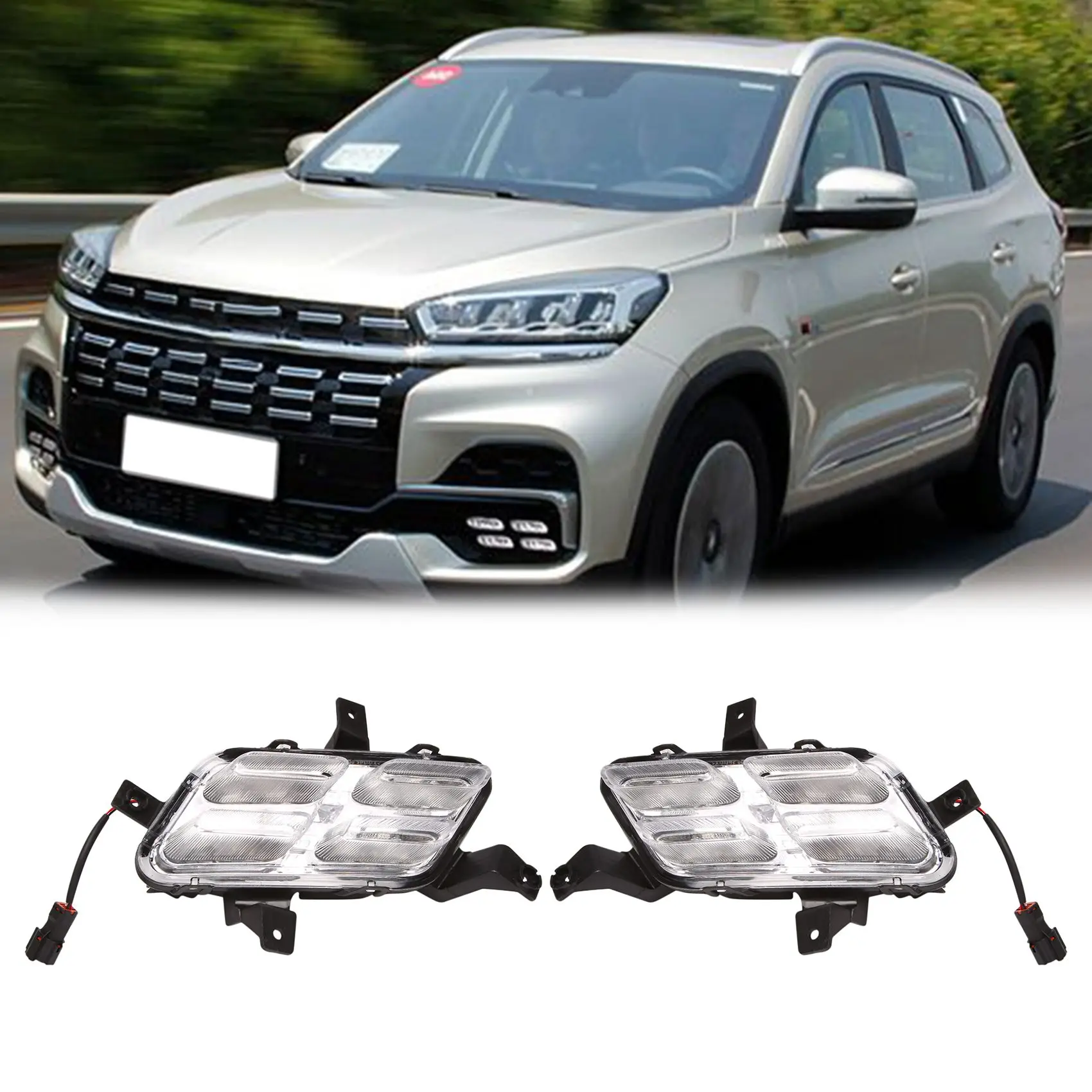 Car Left LED DRL Fog Light for Chery Tiggo 8 2018-2019 Auto Driving Lamp Daytime Running Light Bumper Lamp