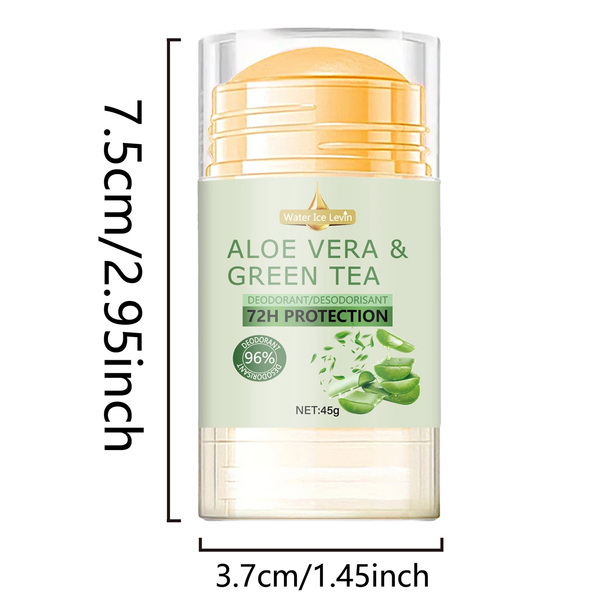 مزيل عرق الماء آيس ليفين مع الألوة فيرا والشاي الأخضر حماية 72 ساعة وفعال 96% للعناية اللطيفة ولكنها القوية. 45 جرام.