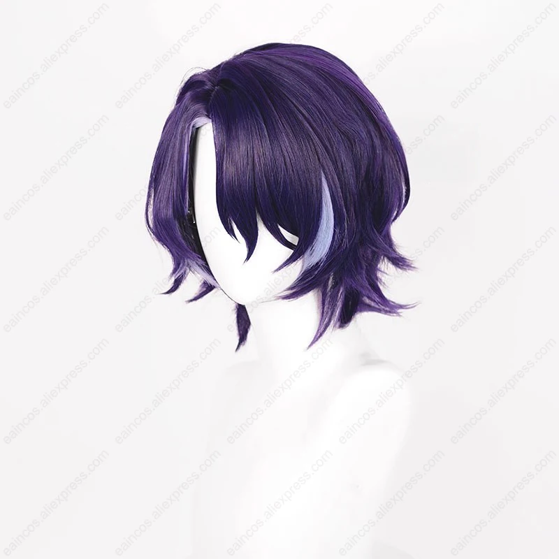 HSR Dr. Ratio Peruca Cosplay, Roxo, Cor Misturada, Resistente ao Calor, Cabelo Sintético, 33cm