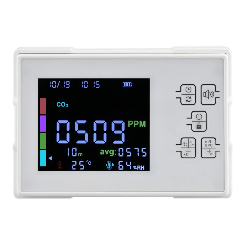 Multi space intelligent detection equipment LCD color screen CO CO2 HCHO TVOC air quality detector