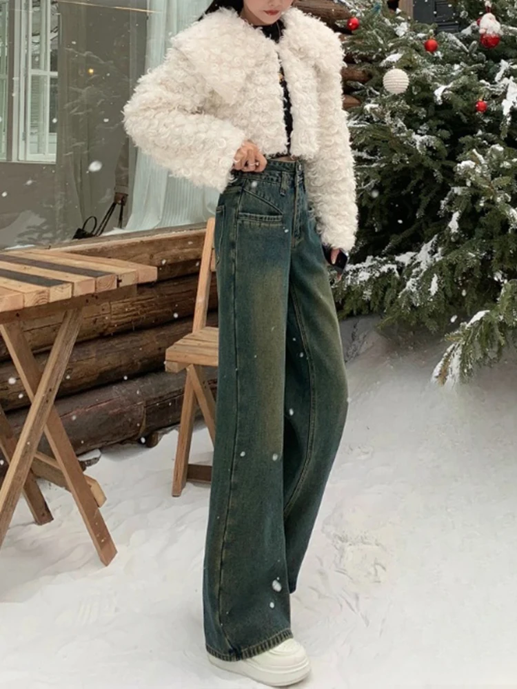 Jeans met hoge taille en wijde pijpen Dames slim fit denimbroek Lente nieuwe Sle Pear Ape plus maat losse comfortabele broek