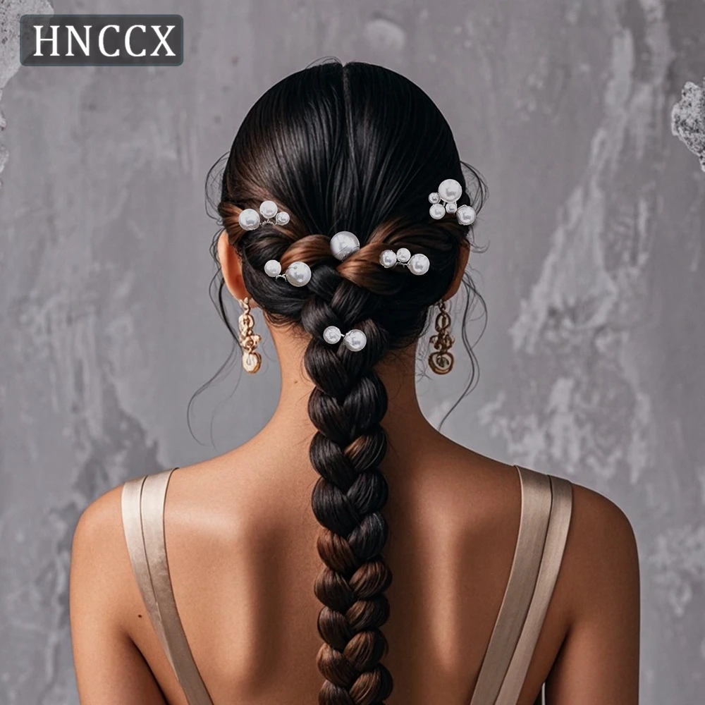 HNCCX Bridal Wedding Pearl Hair Pins Women Pearl Hairpins Bride Headpiece Women Party Hair Accessories Big Pearl Tiara CP733