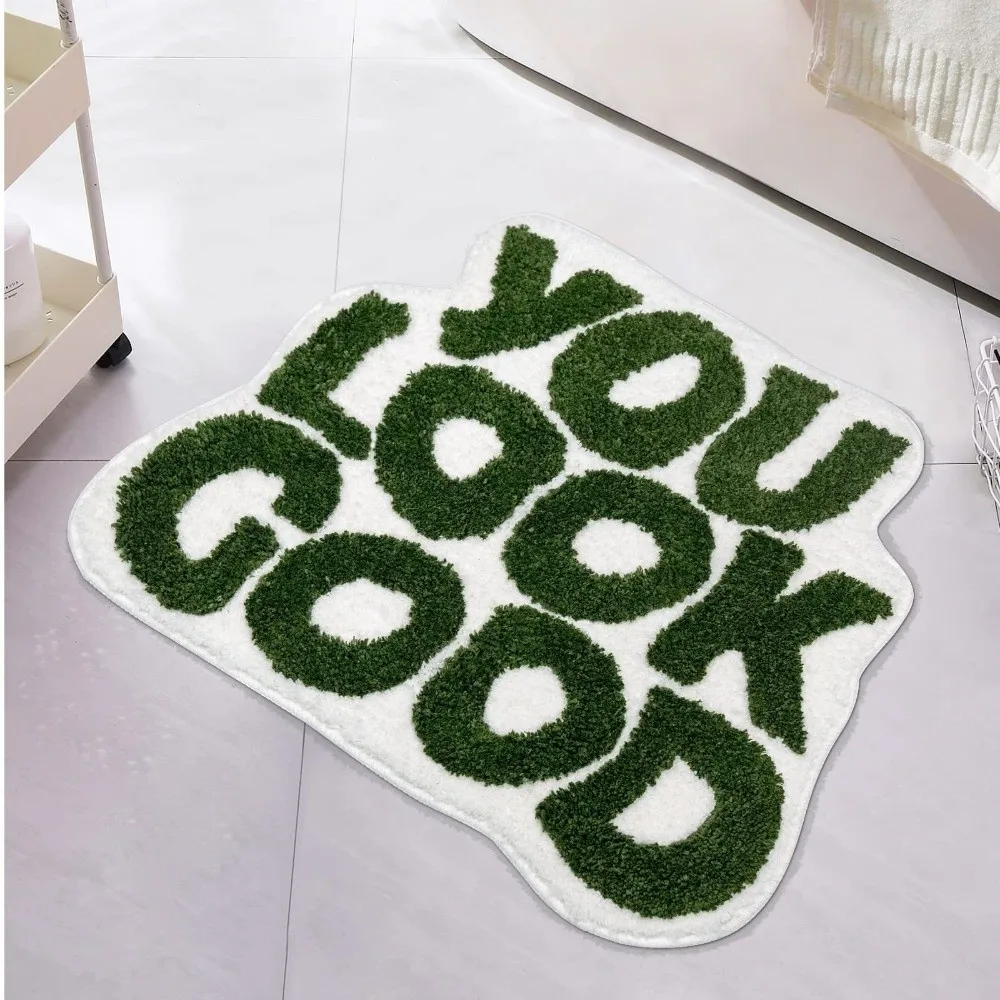 Stylish Irregular Letter Bedroom Chair Floor Mats Anti-Slip Absorbent Faux Cashmere Carpets Soft Home Decoration Mats Rug