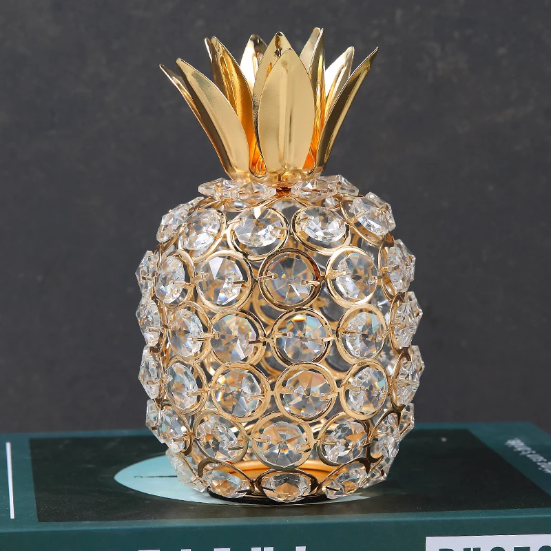 Gold Crystal Home Decoration, Creative Apple, pineapple, pear, Fruit, Living Room, Crafts