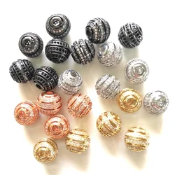 10pcs 10/12mm Hollow Disco Ball Spacers Beads for Bracelet Making Bling Rhinestone Paved Jewelry Gold-Plated Accessory Wholesale