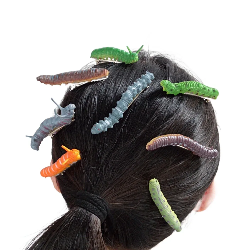 Creative Simulated Halloween Hair Claw Crawl Startle Caterpillar Hair Clip Prank Prop Festival