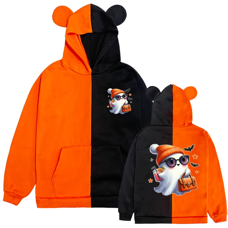 

Halloween Ghost Pumpkin Bat Print Hoodies Kids Boys Girls Sweatshirt Long-sleeved Autumn Hooded Pullovers Casual Graphic Tops