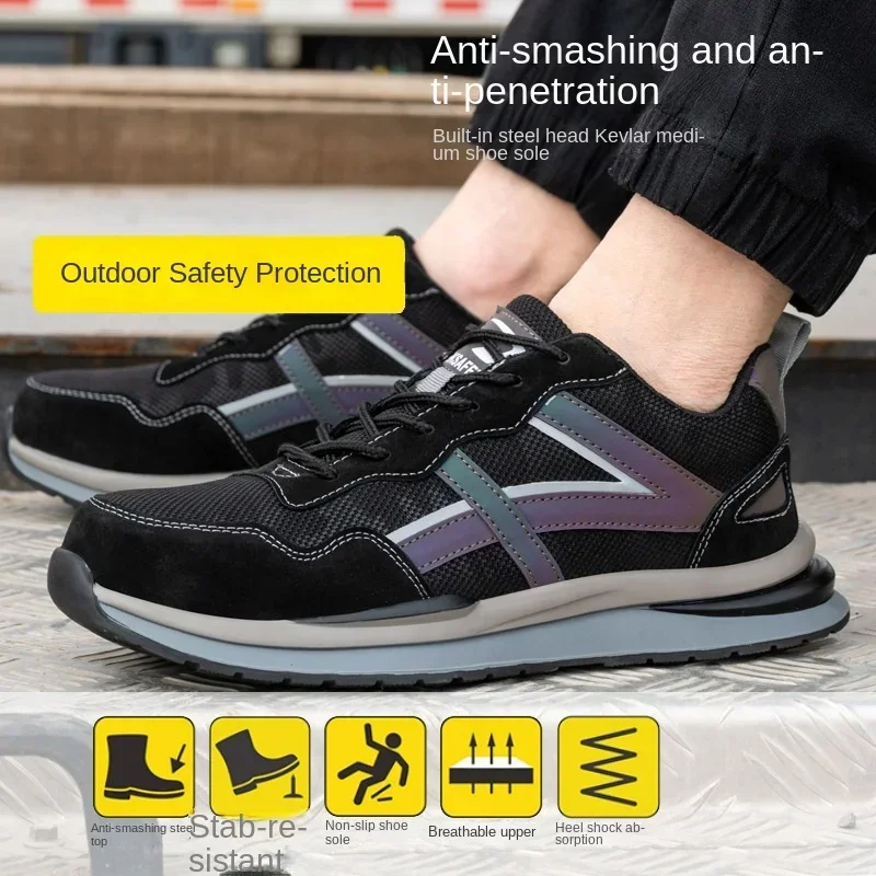 New Type of Labor Protection Shoes Anti - Hit Anti - Puncture Summer Mesh Surface Breathable Protective Shoes Safety Work Shoes