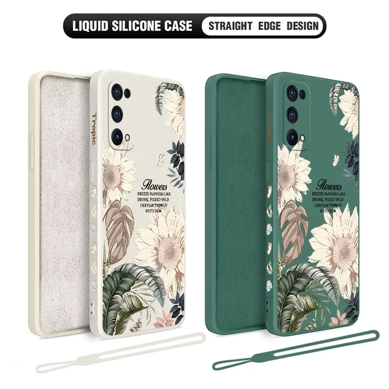 Retro Tropical Flowers Case For OPPO Realme 11 10 9 9i 8 8i 7 7i 6 Pro Plus C31 C35 C1 C11 C12 C15 C20 C21Y C25 C25S Cover