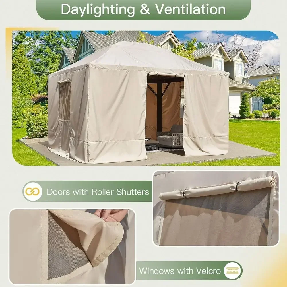 All-Season Hardtop Gazebo with Mesh Screen and Winter Cover Accessories