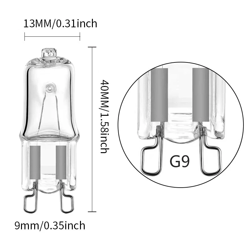 G9 220V 60W 25W 40W pin halogen bulb G9 high-voltage plug-in crystal bulb small bulb halogen tungsten filament bulb