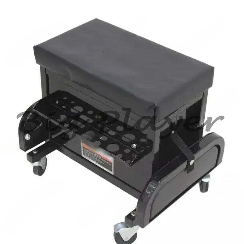 

350 Lbs Reinforced Rolling Tool Chest Seat, 3-Drawer Portable with Magnetic Side Trays