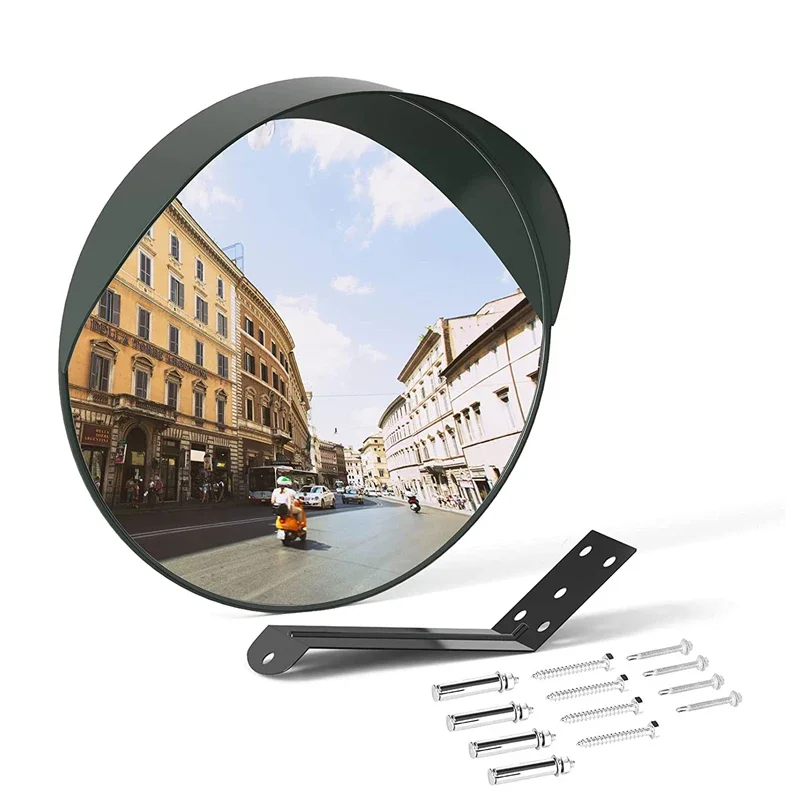 12 Inch Wide Angle Acrylic Safety Road Security With Adjustable Fixing Bracket Convex Mirror